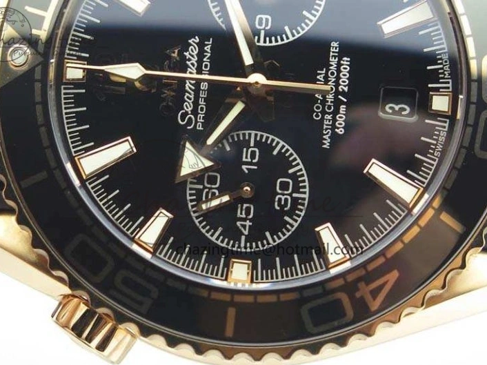 0515 Elegant Seamaster Pro Chrono RG OM Best Edition Black Ceramic Black Dial On Gummy Strap A 8128